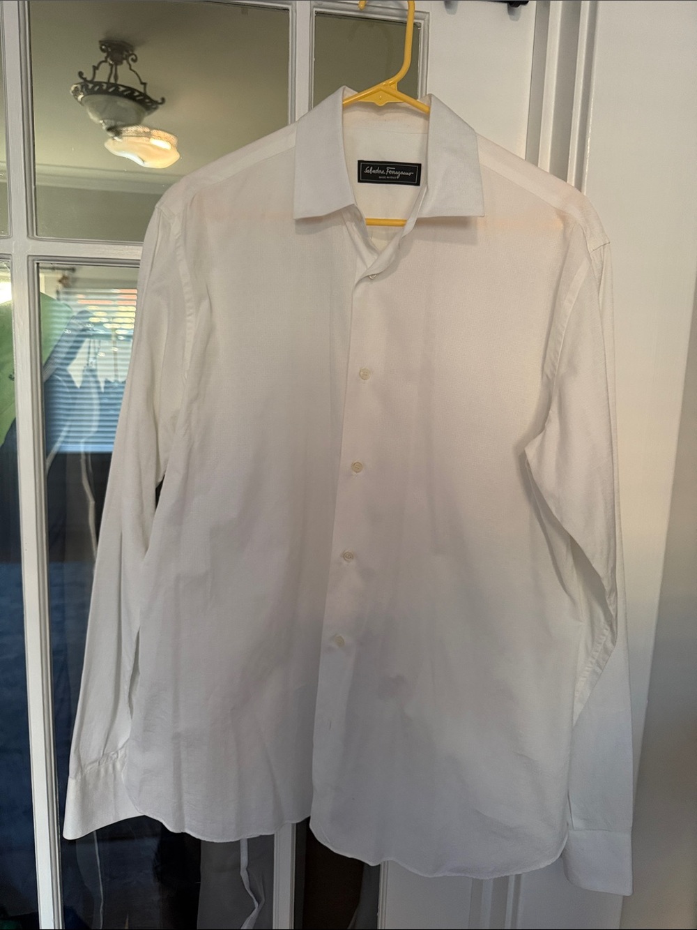 Salvatore Ferragamo Classic White Spread Collar Dress Shirt